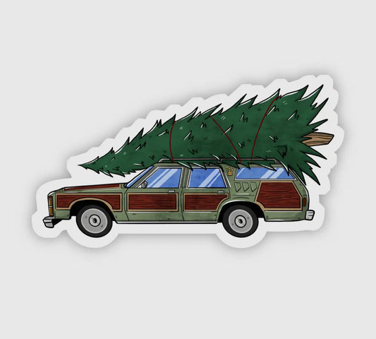 Christmas Tree on Station Wagon Sticker