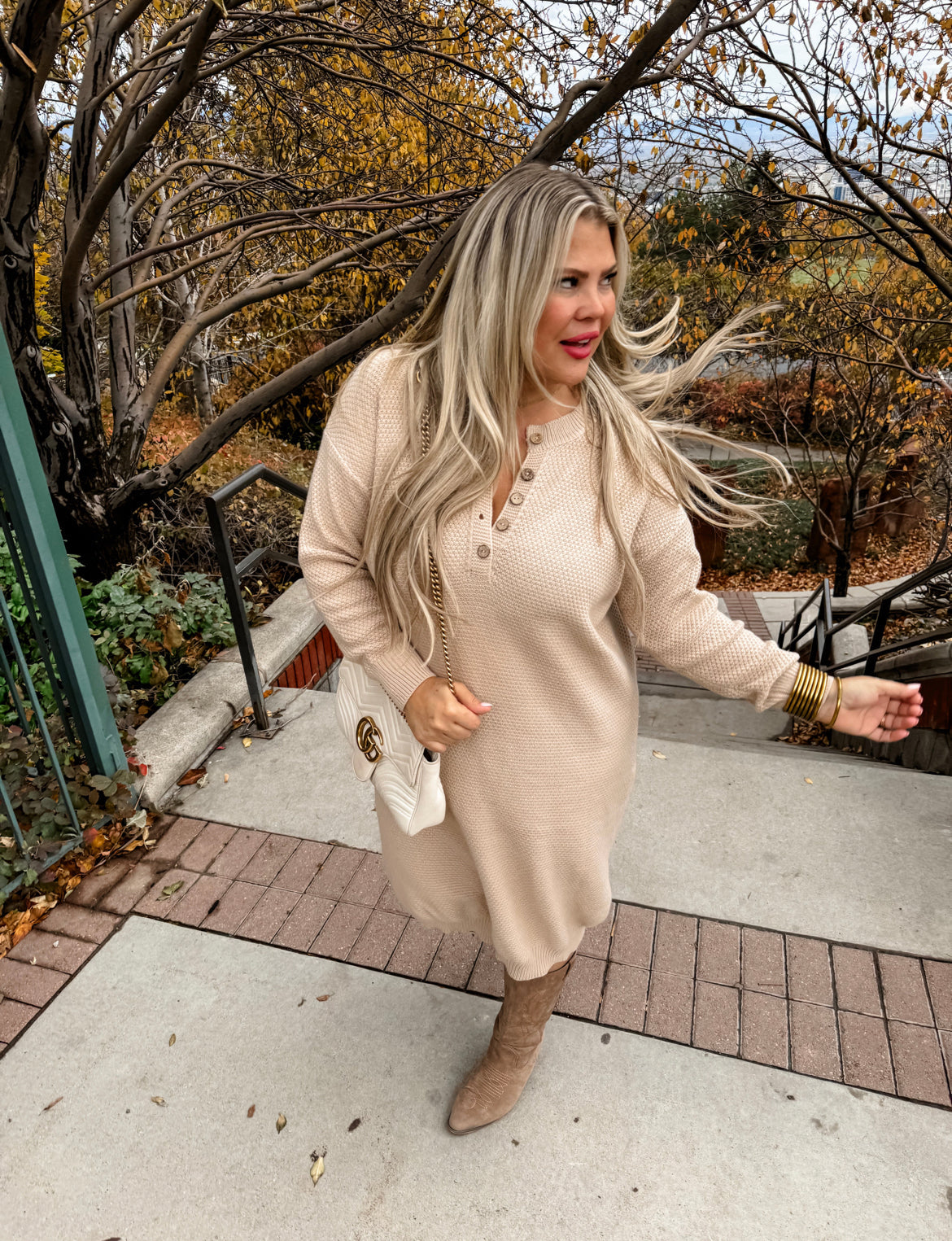 S/M ONLY Liveley Knit Sweater Dress in Beige