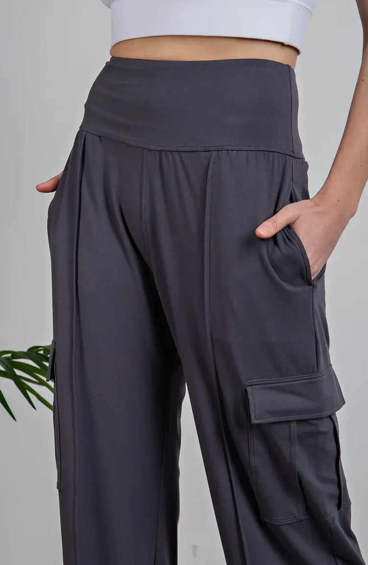 Wanna Be A Baller Butter Cargo Pants in Charcoal