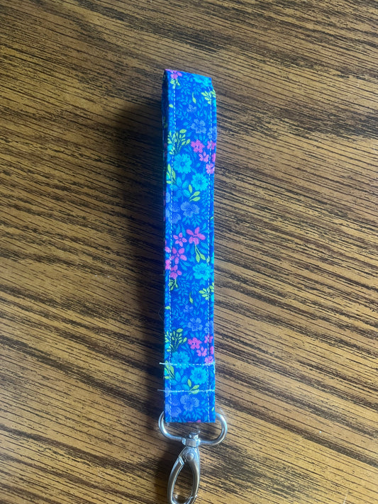 Vibrant Floral Handmade Wristlet Keychain