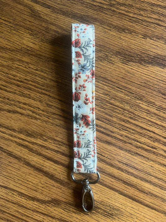 Fall Floral Handmade Wristlet Keychain