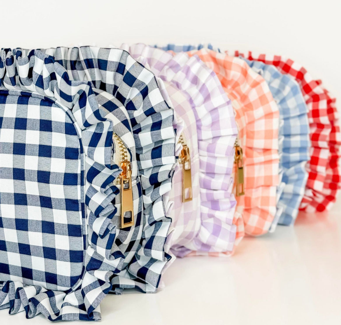 Gingham Frilly Bags - multiple colors