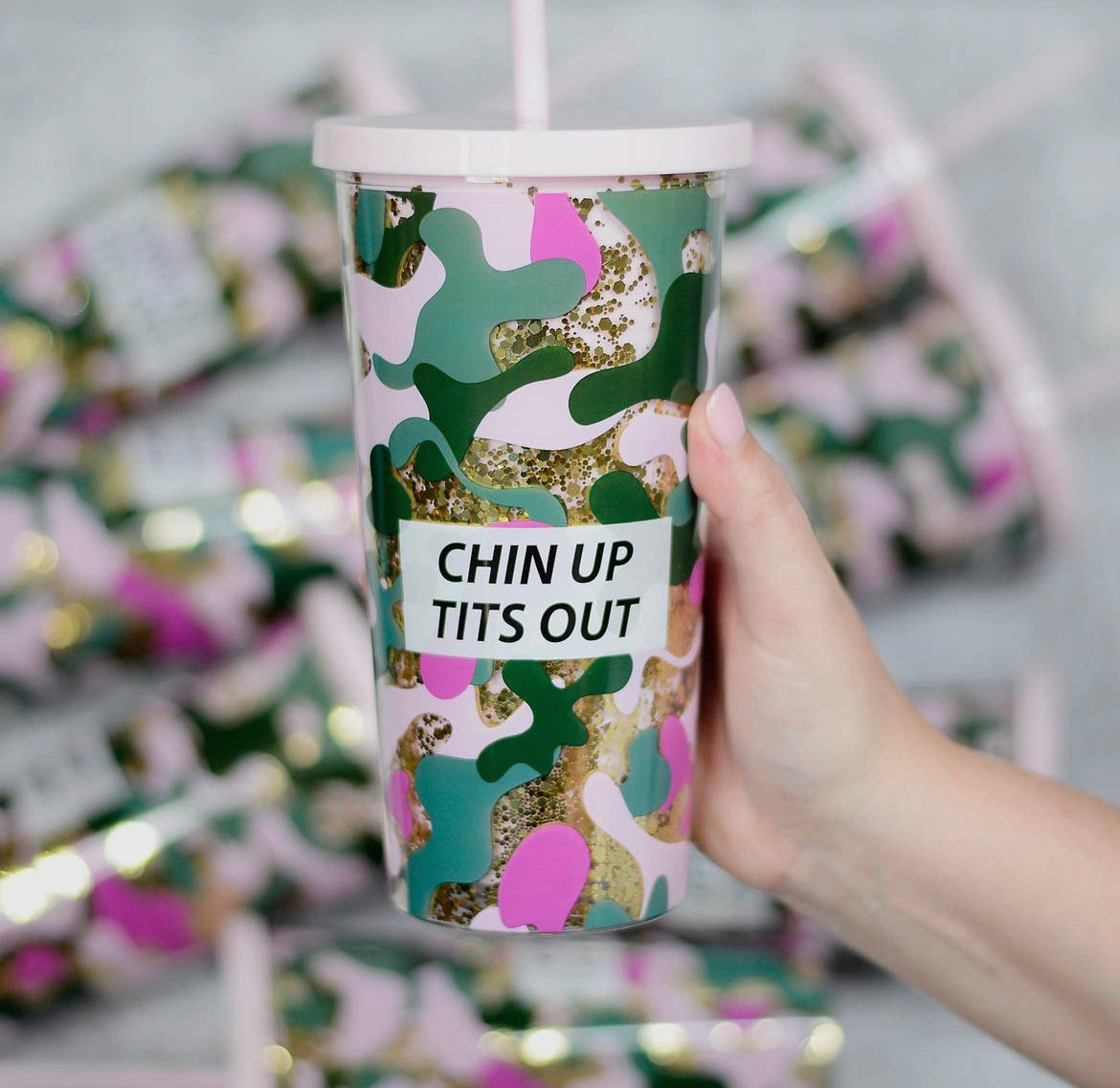 Chin Up Tits Out Tumbler w/straw