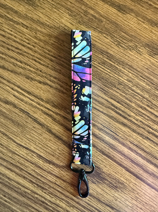 Neon Butterfly Handmade Wristlet Keychain