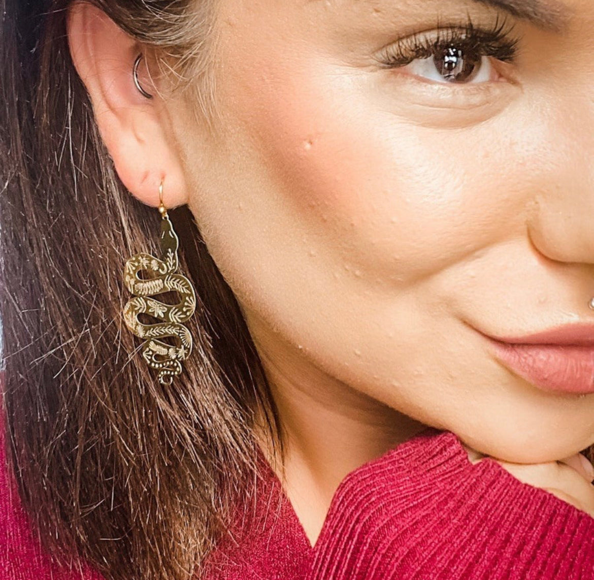 Engraved Python - Dixie Bliss - Dangle Earring