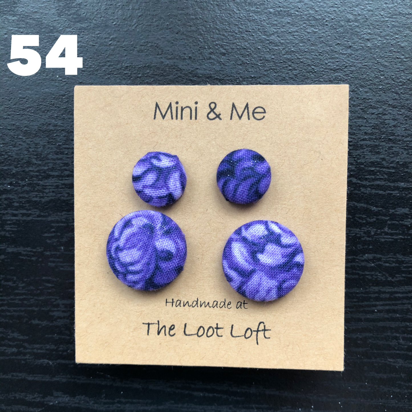 Mini & Me Fabric Cover Button Stud Earrings