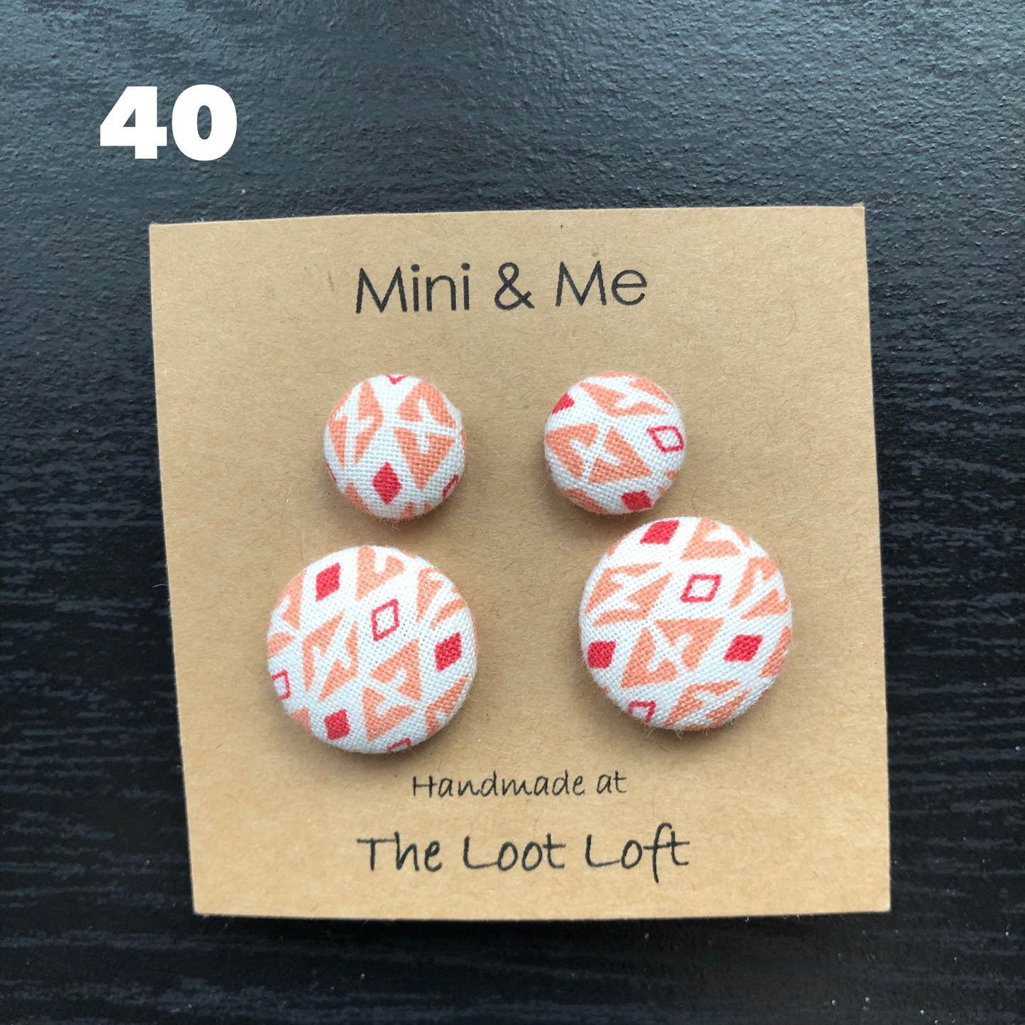 Mini & Me Fabric Cover Button Stud Earrings