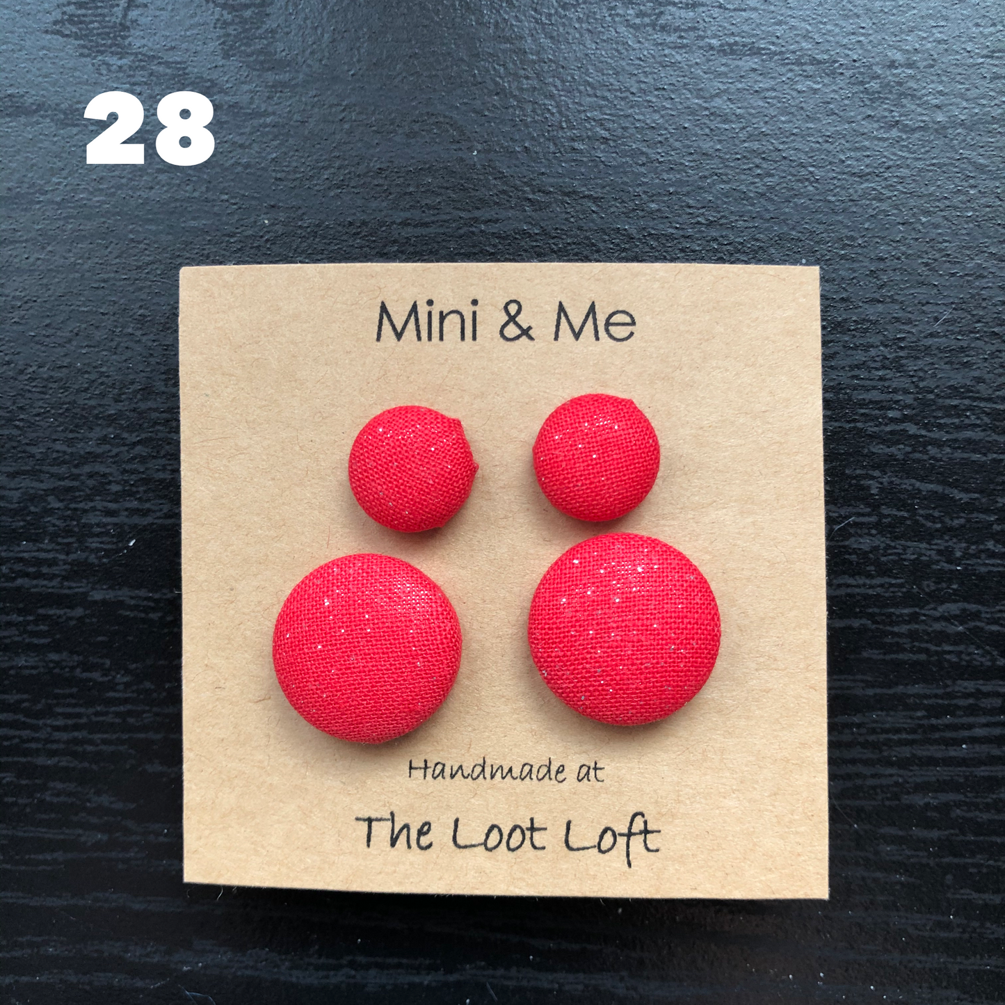 Mini & Me Fabric Cover Button Stud Earrings