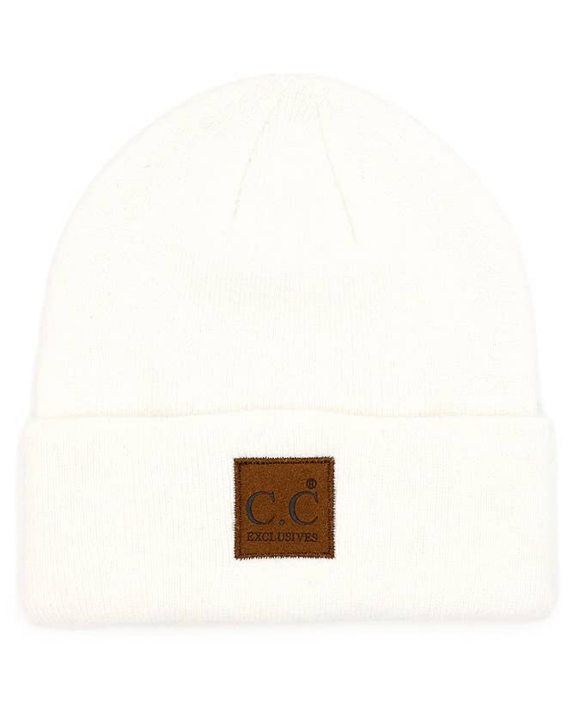 C.C. Heather Knit Suede Patch Beanie