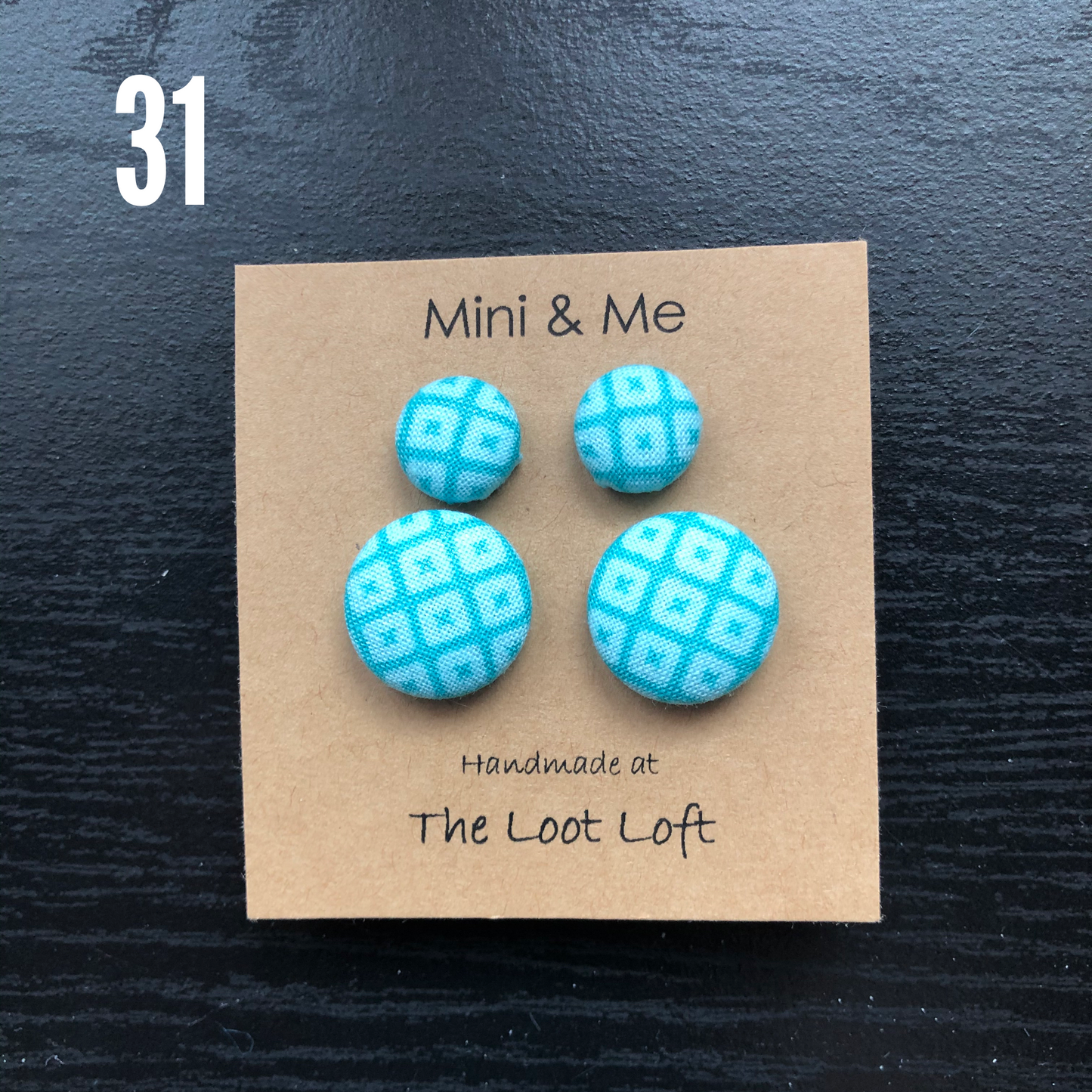 Mini & Me Fabric Cover Button Stud Earrings