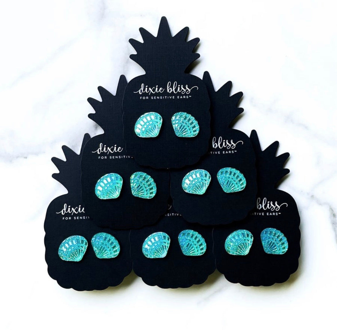 Every Seashell Has a Story in Aqua - Dixie Bliss - Single Stud Earrings