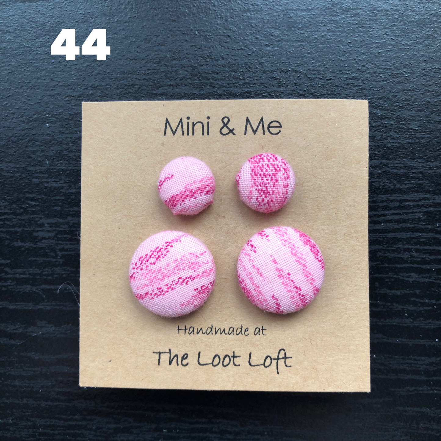 Mini & Me Fabric Cover Button Stud Earrings