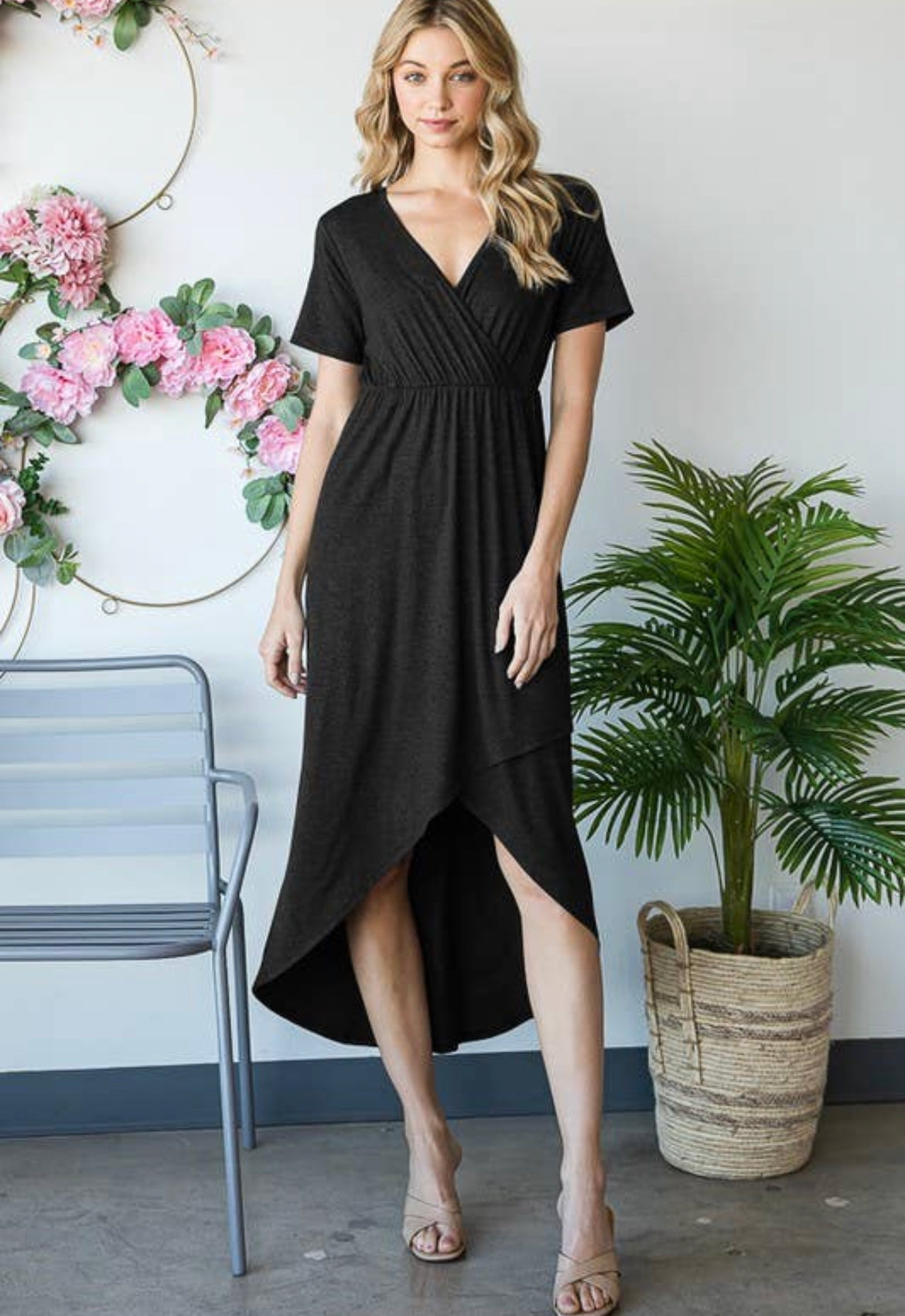 Siren Signals Wrap Maxi Dress in black