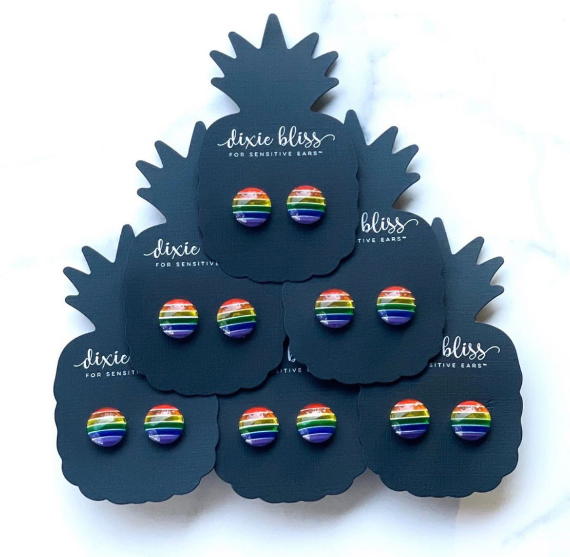 Rainbow Stripes - Dixie Bliss - Single Stud Earrings