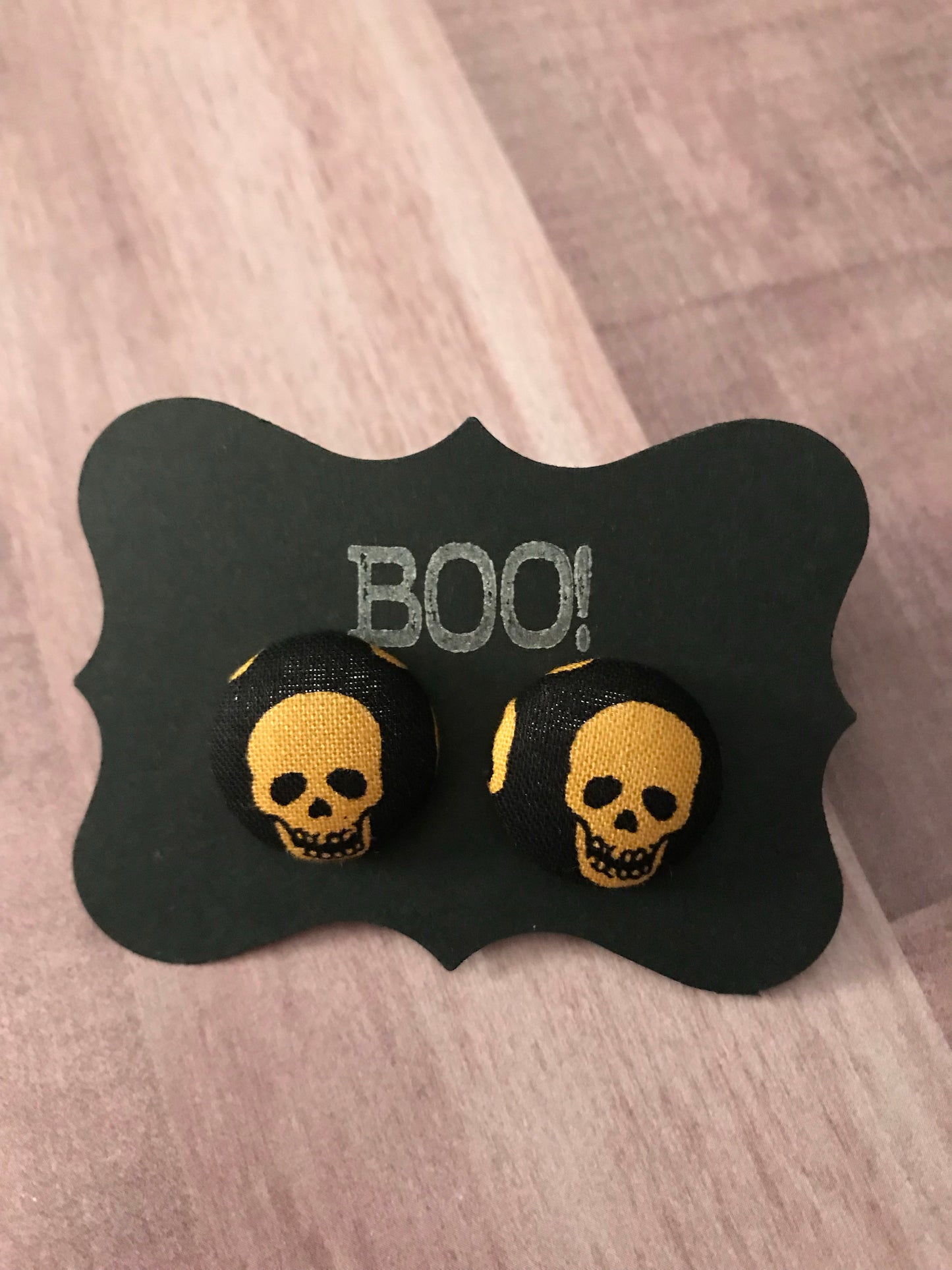 Halloween Fabric Cover Button Stud Earrings