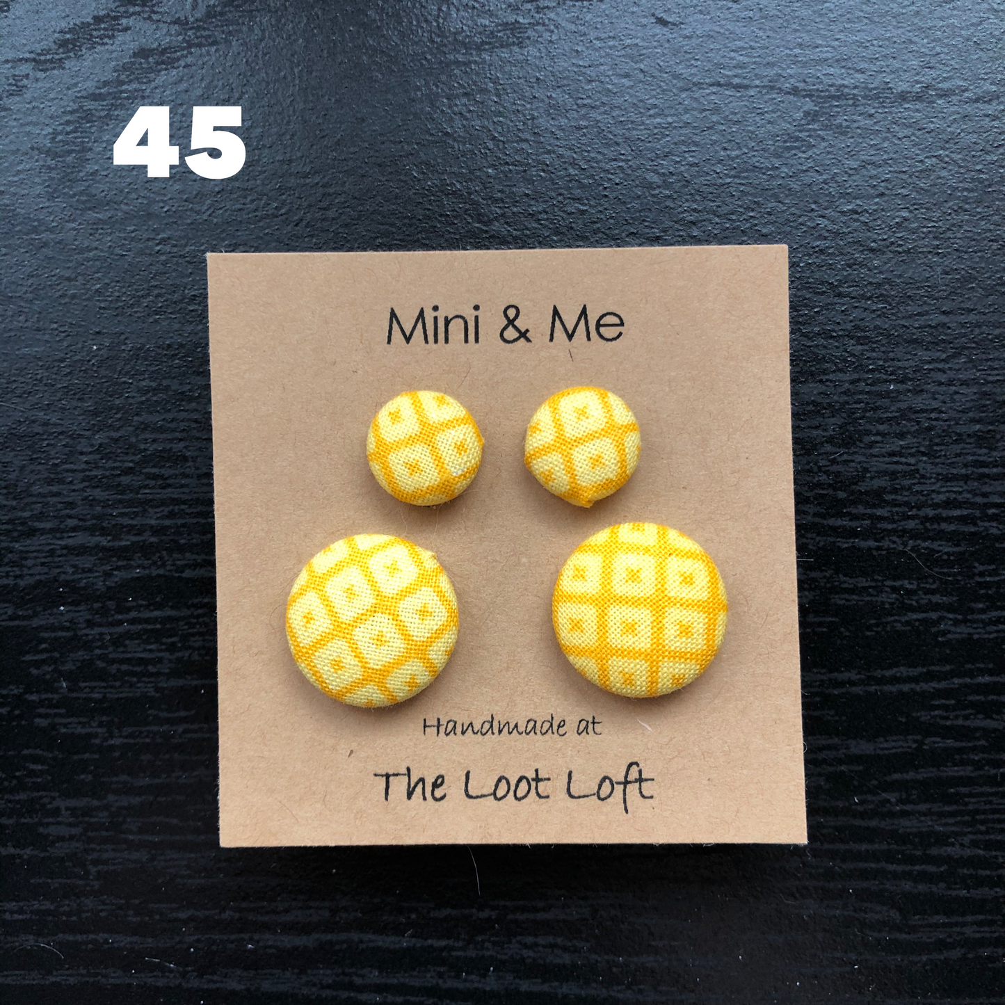 Mini & Me Fabric Cover Button Stud Earrings