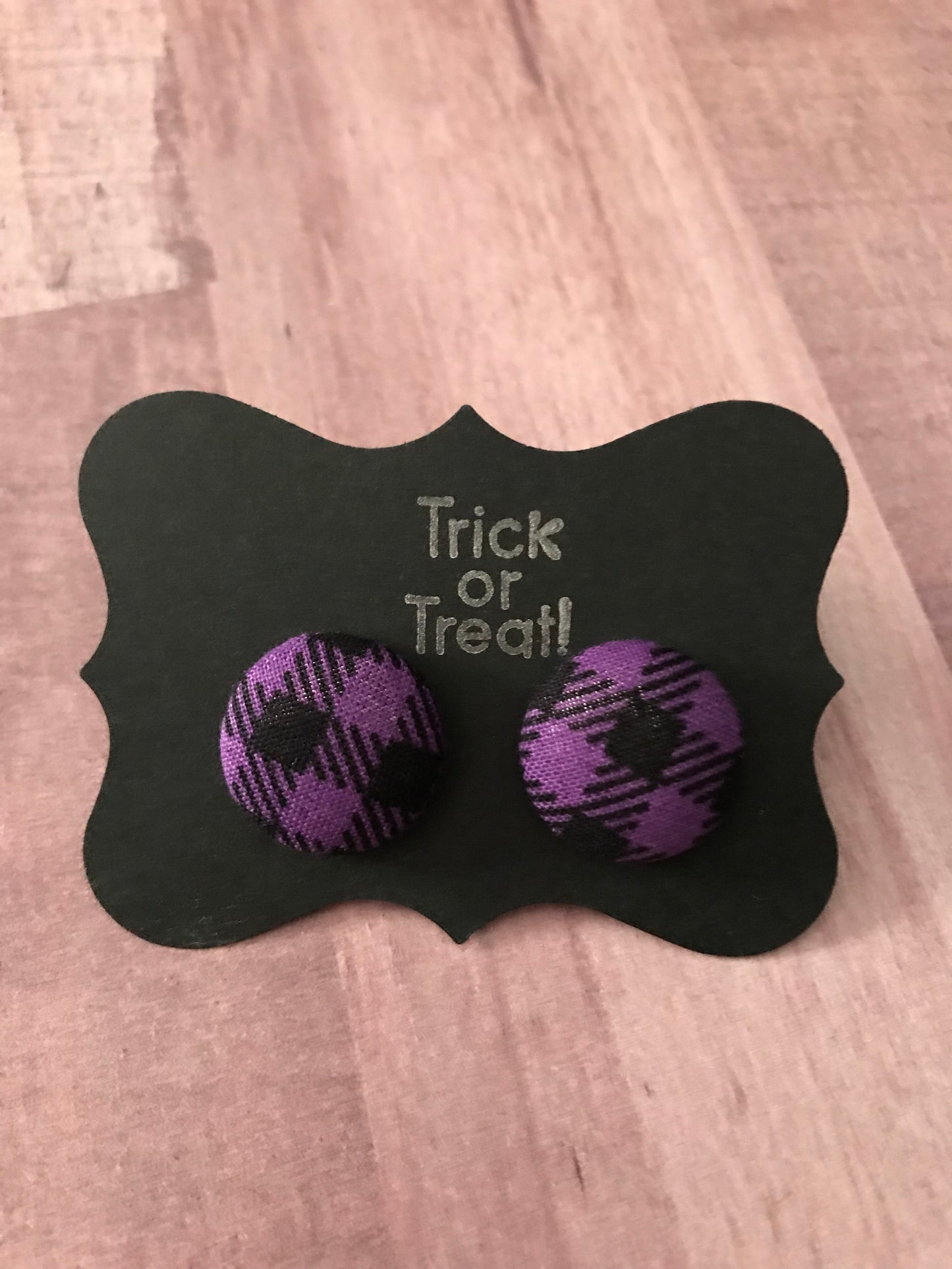 Halloween Fabric Cover Button Stud Earrings