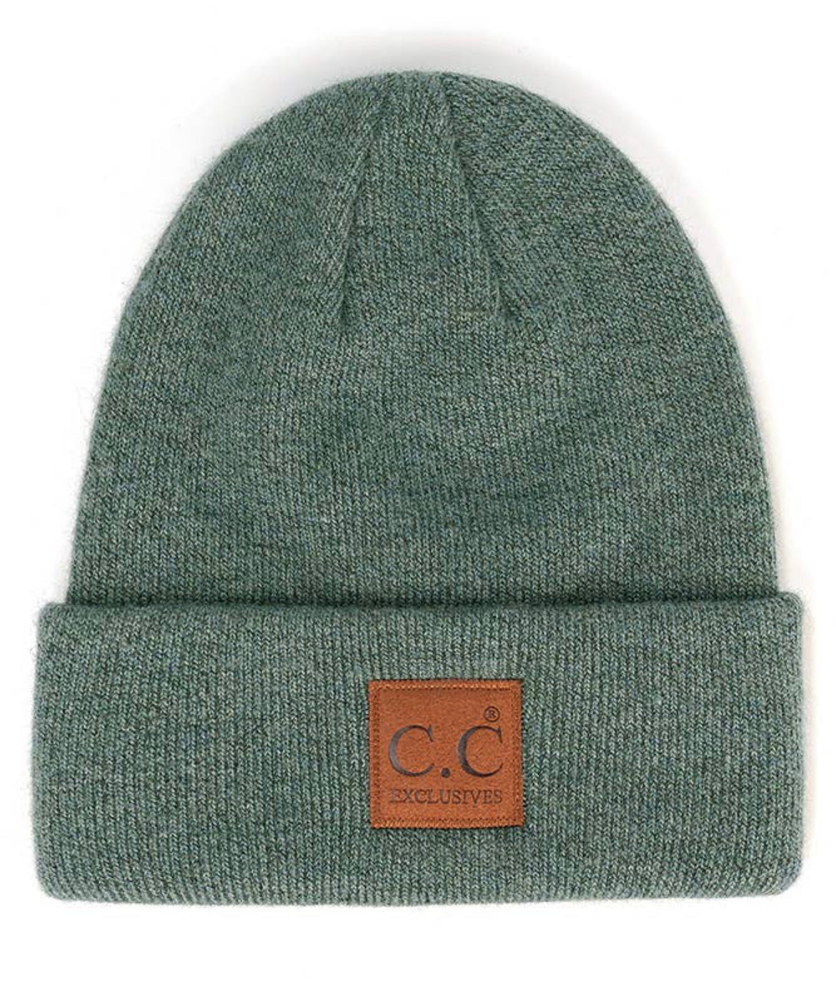 C.C. Heather Knit Suede Patch Beanie