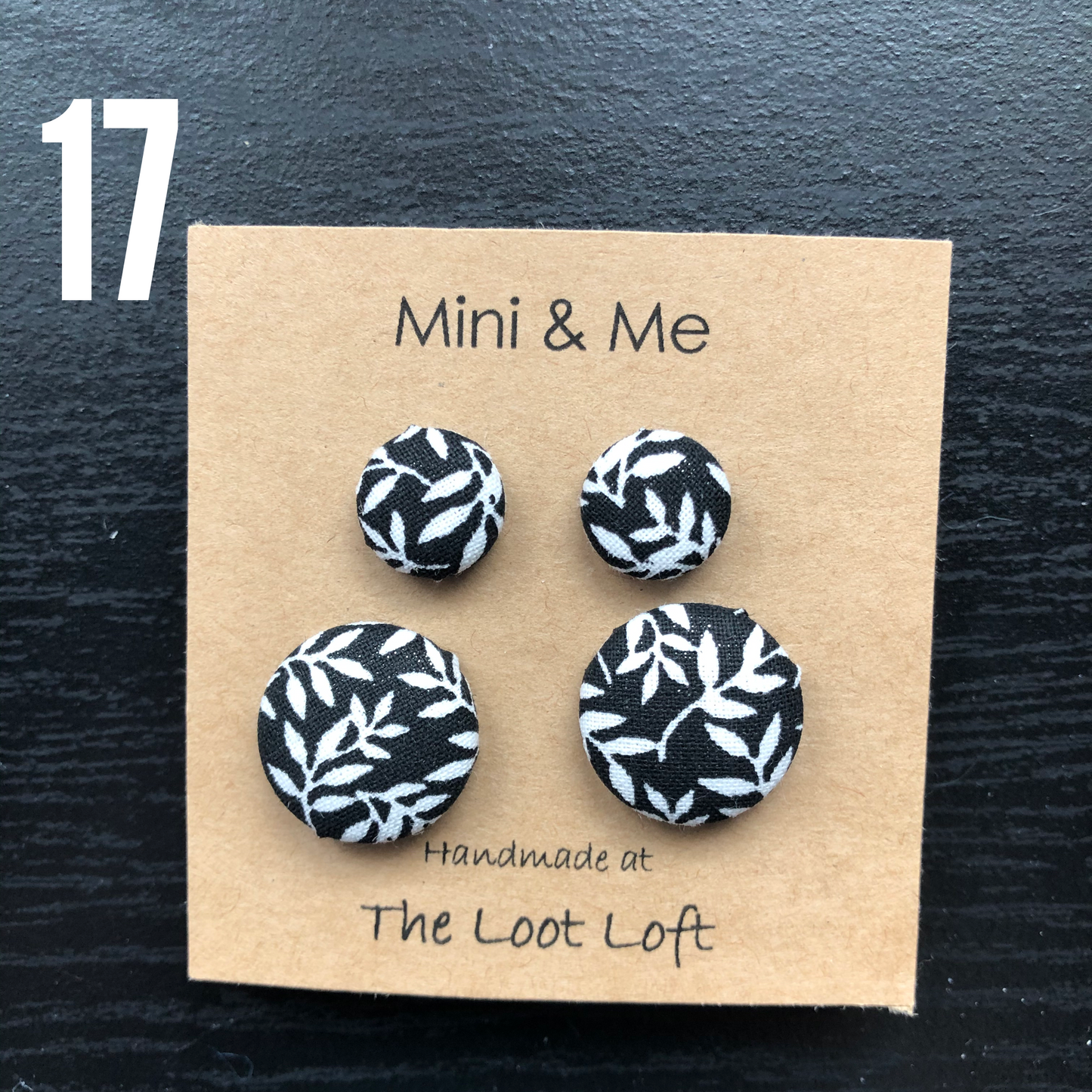 Mini & Me Fabric Cover Button Stud Earrings