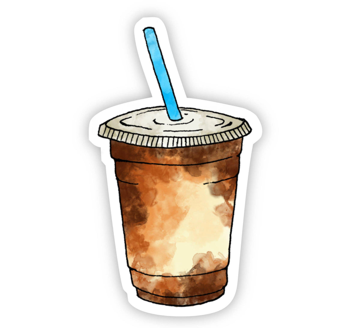 Iced Coffee Blue Straw Sticker