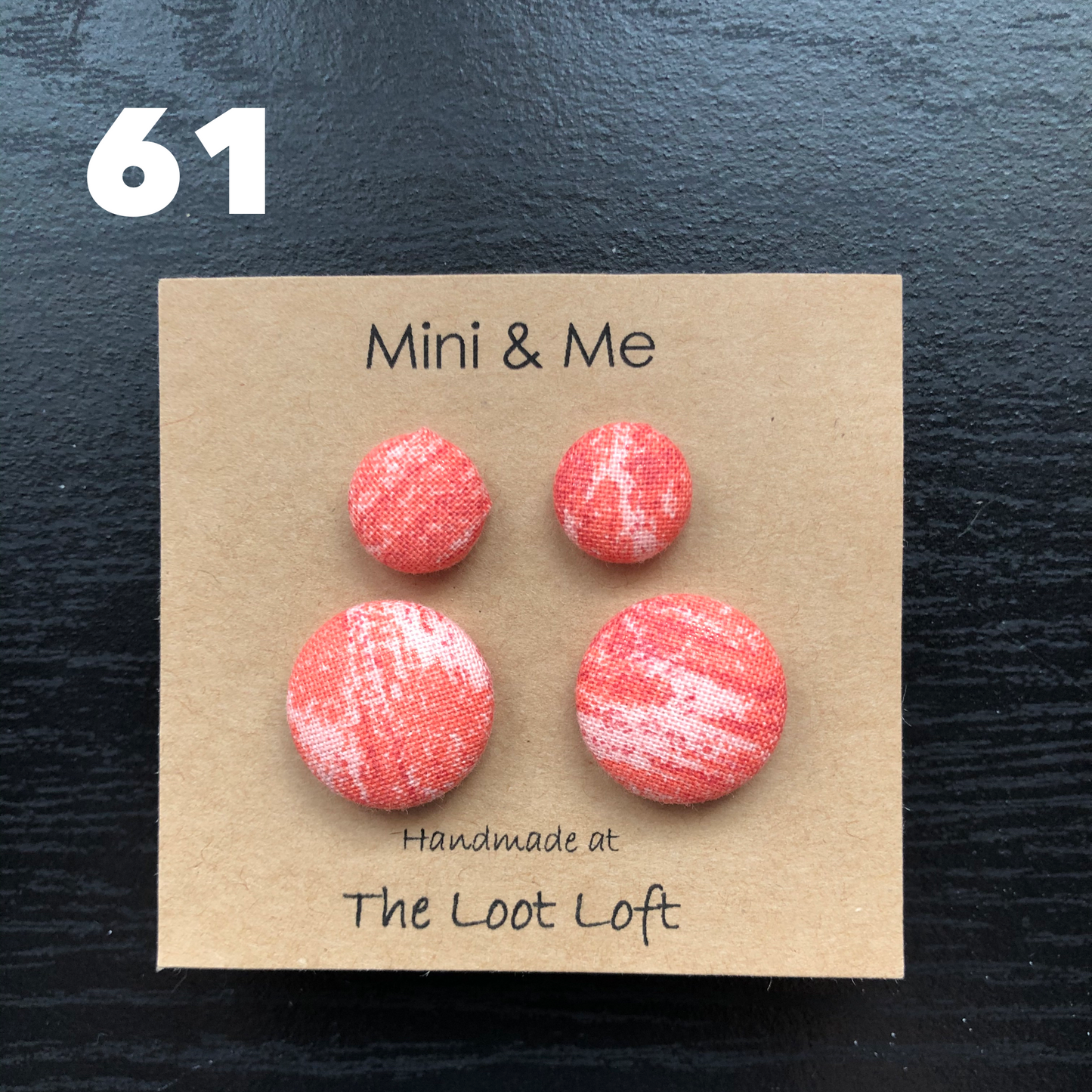 Mini & Me Fabric Cover Button Stud Earrings