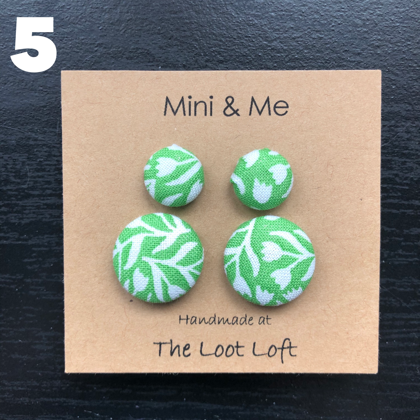 Mini & Me Fabric Cover Button Stud Earrings