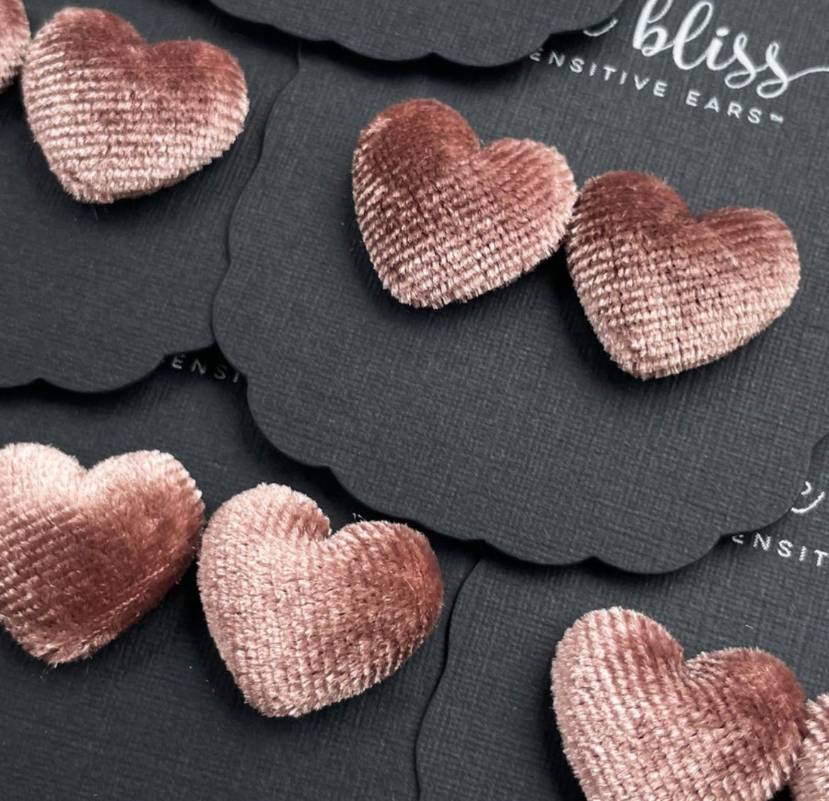 Luxe Velour Hearts in Swiss Mocha - Dixie Bliss - Single Stud Earrings