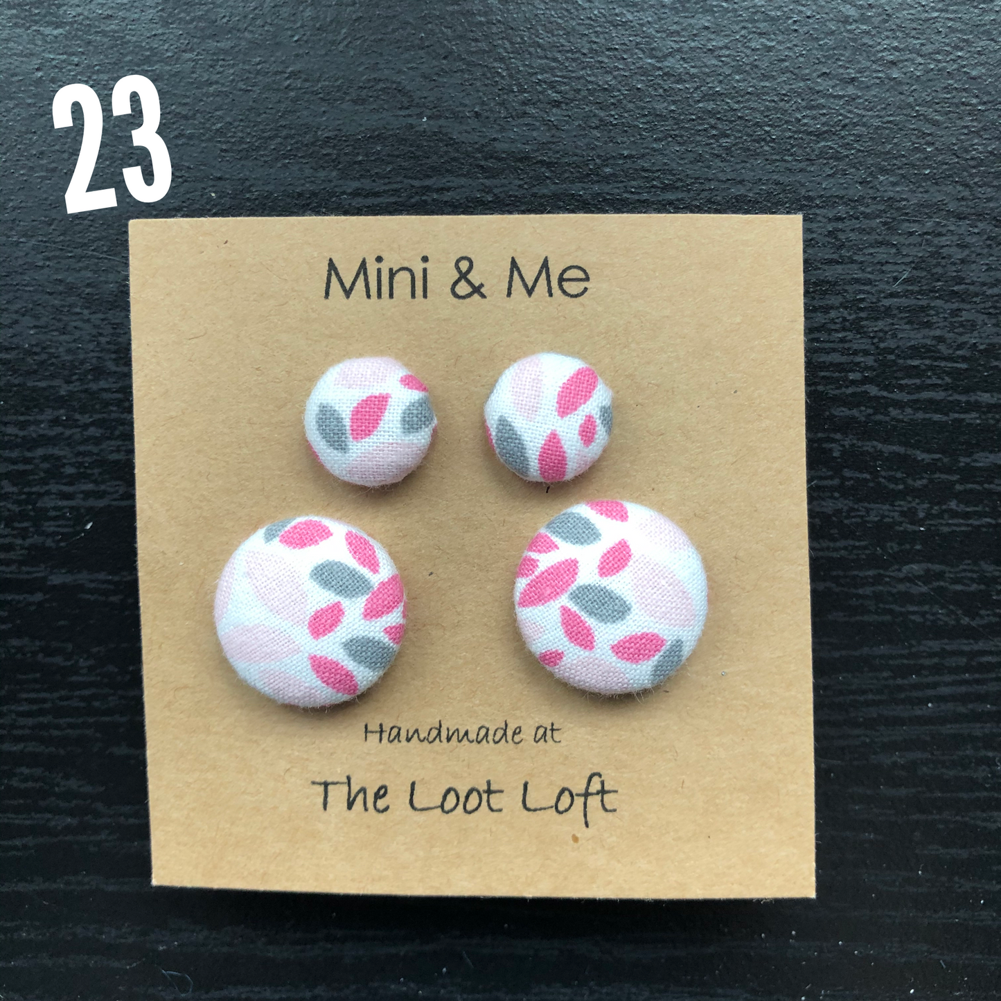 Mini & Me Fabric Cover Button Stud Earrings