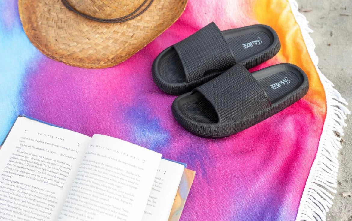 L/XL ONLY Slide On Over Sandals in Black