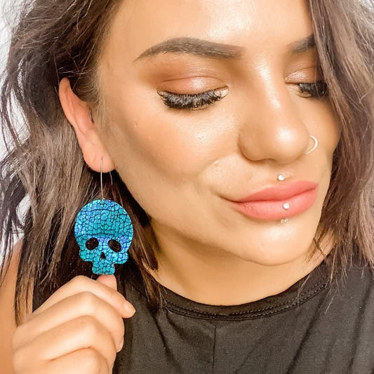 Golgotha in Teal Holo Croc - Dixie Bliss - Dangle Earring