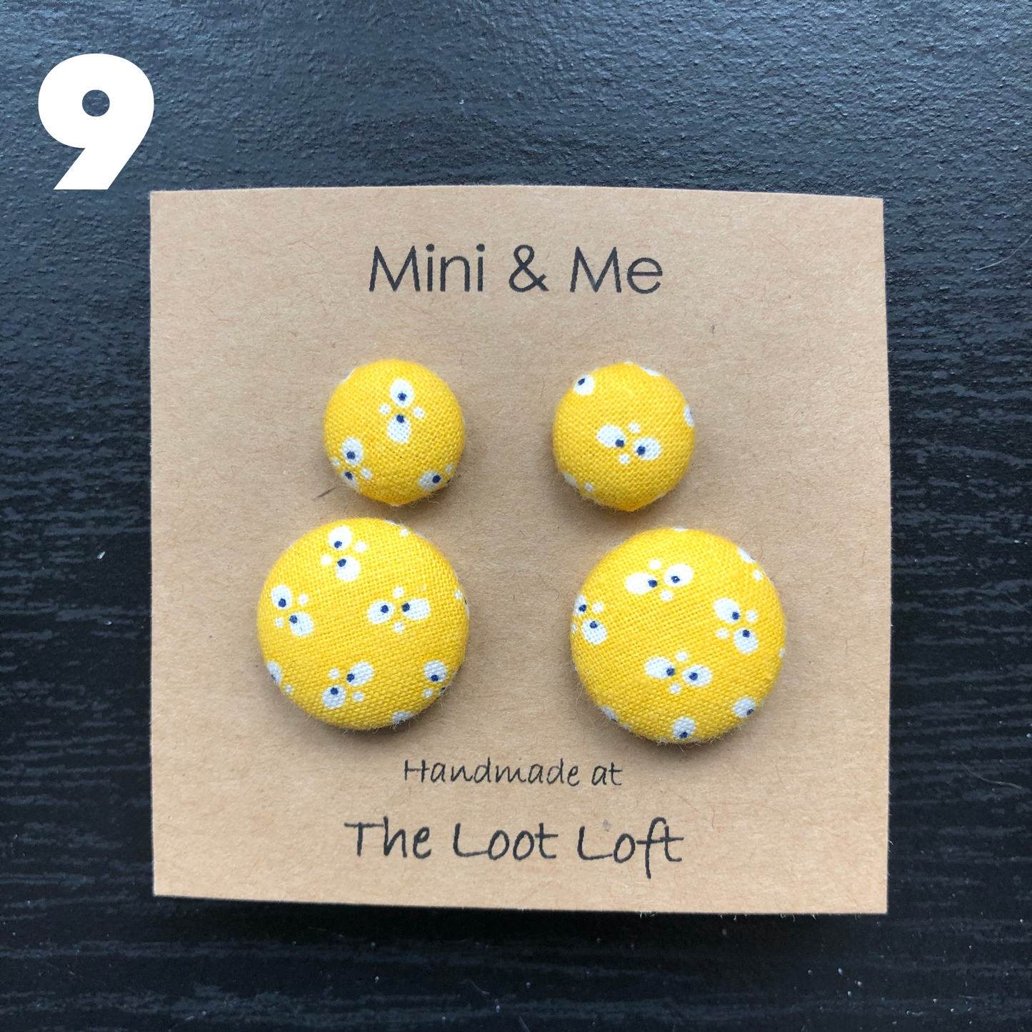 Mini & Me Fabric Cover Button Stud Earrings