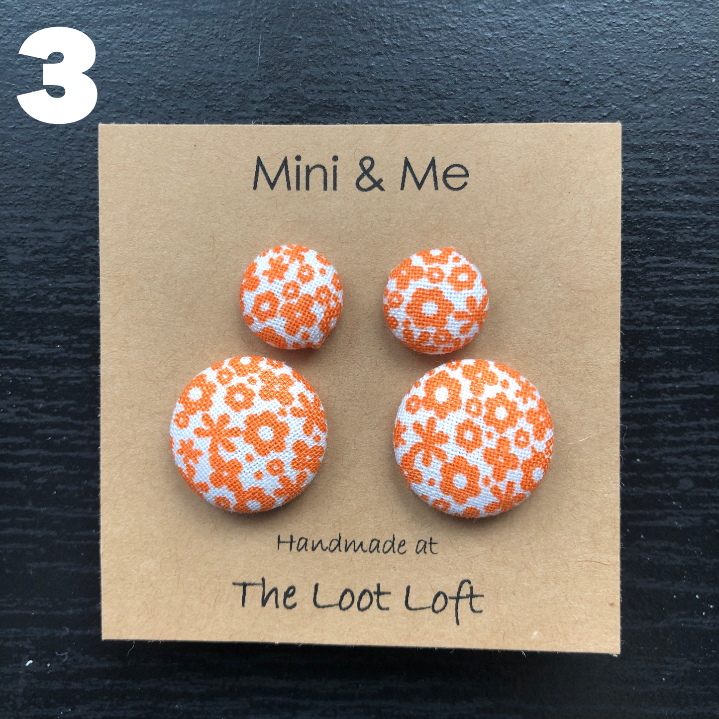 Mini & Me Fabric Cover Button Stud Earrings