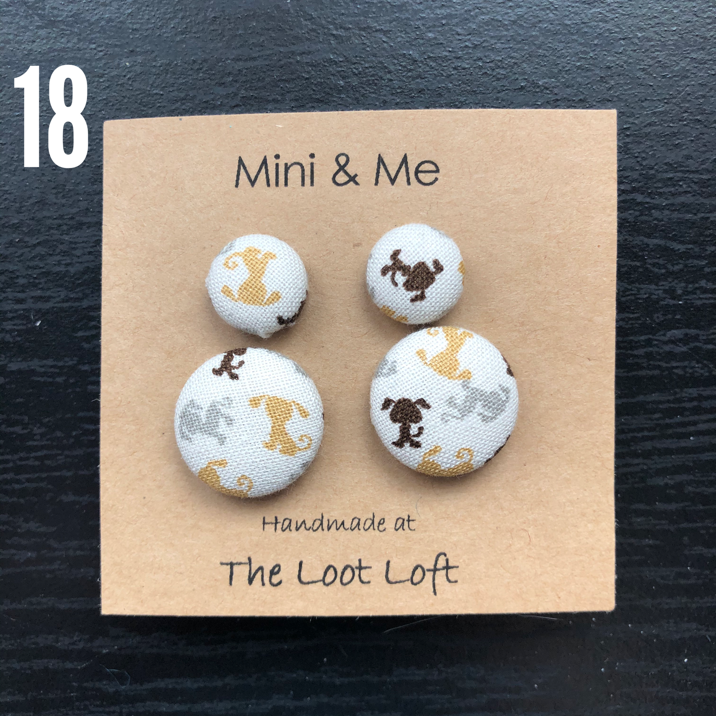 Mini & Me Fabric Cover Button Stud Earrings