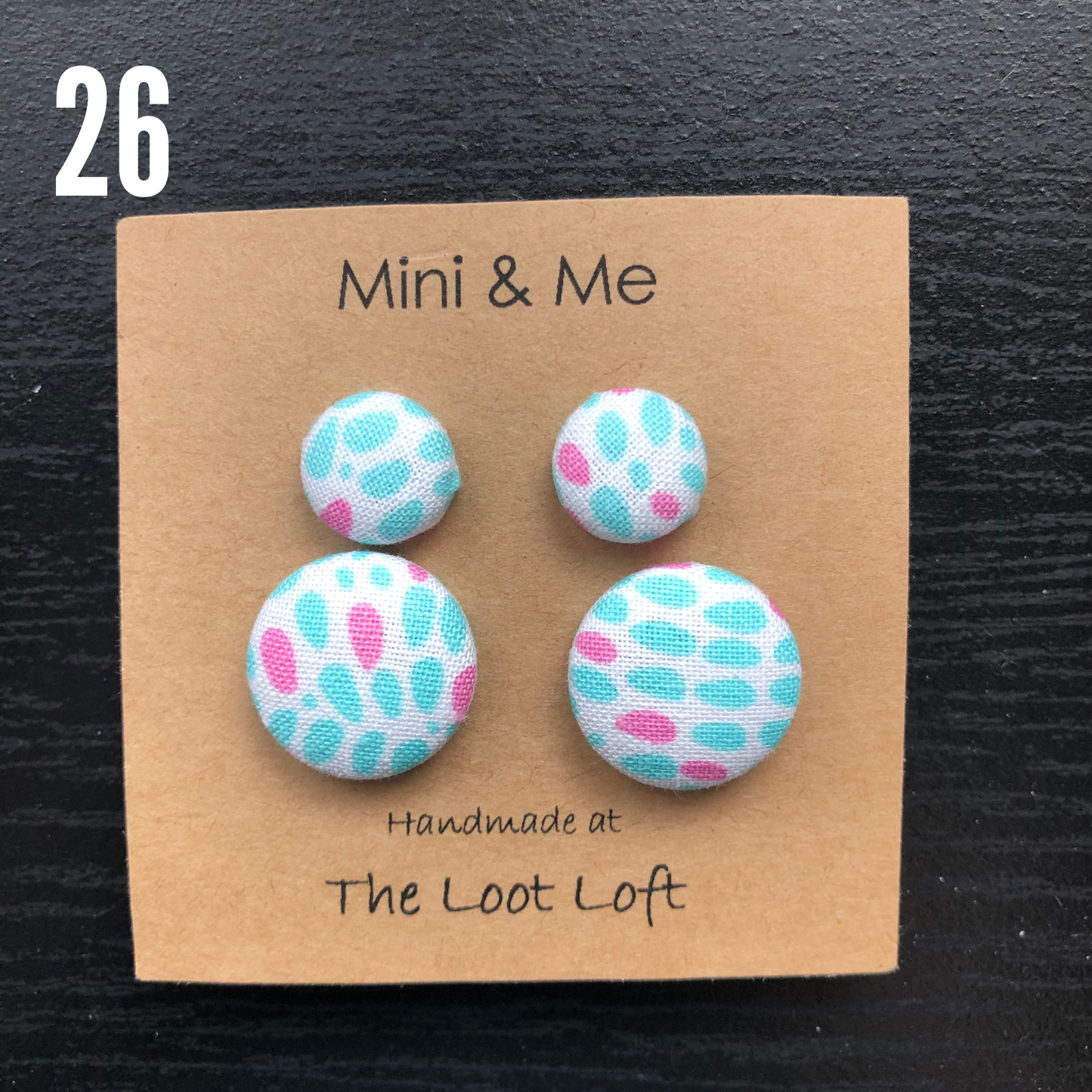 Mini & Me Fabric Cover Button Stud Earrings