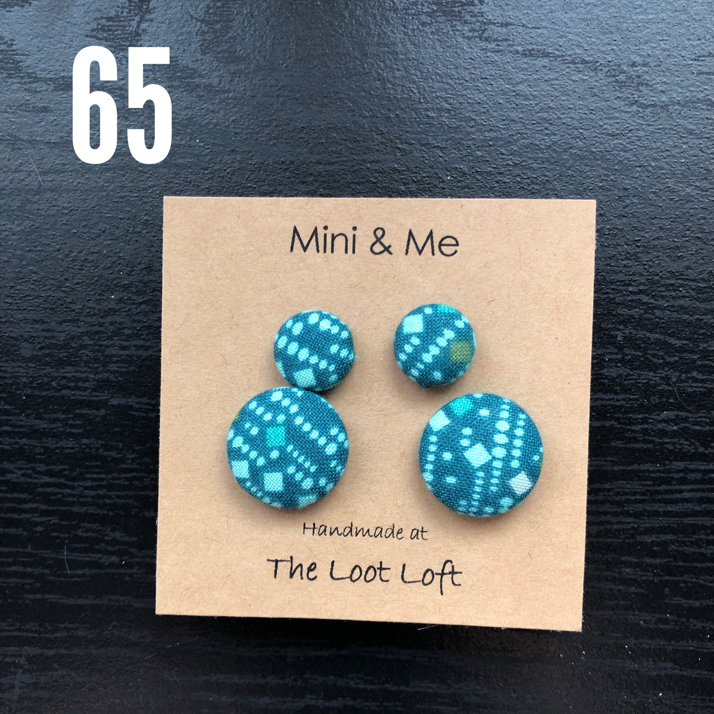 Mini & Me Fabric Cover Button Stud Earrings