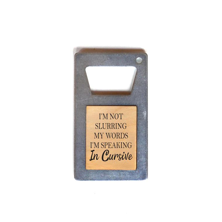 Speaking In Cursive Bottle Opener Magnet